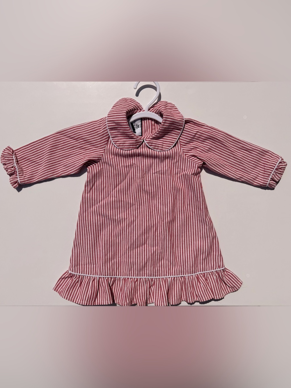 Petite Plume Children's Red Stripe Pajama Dress with Peter Pan Collar